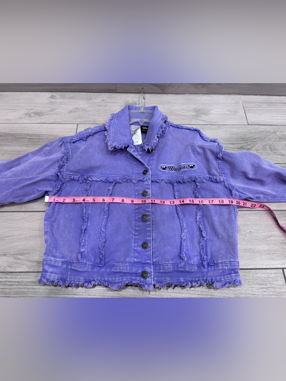 Purple Minnie Mouse Distressed Denim Jacket - Picture 8 of 11